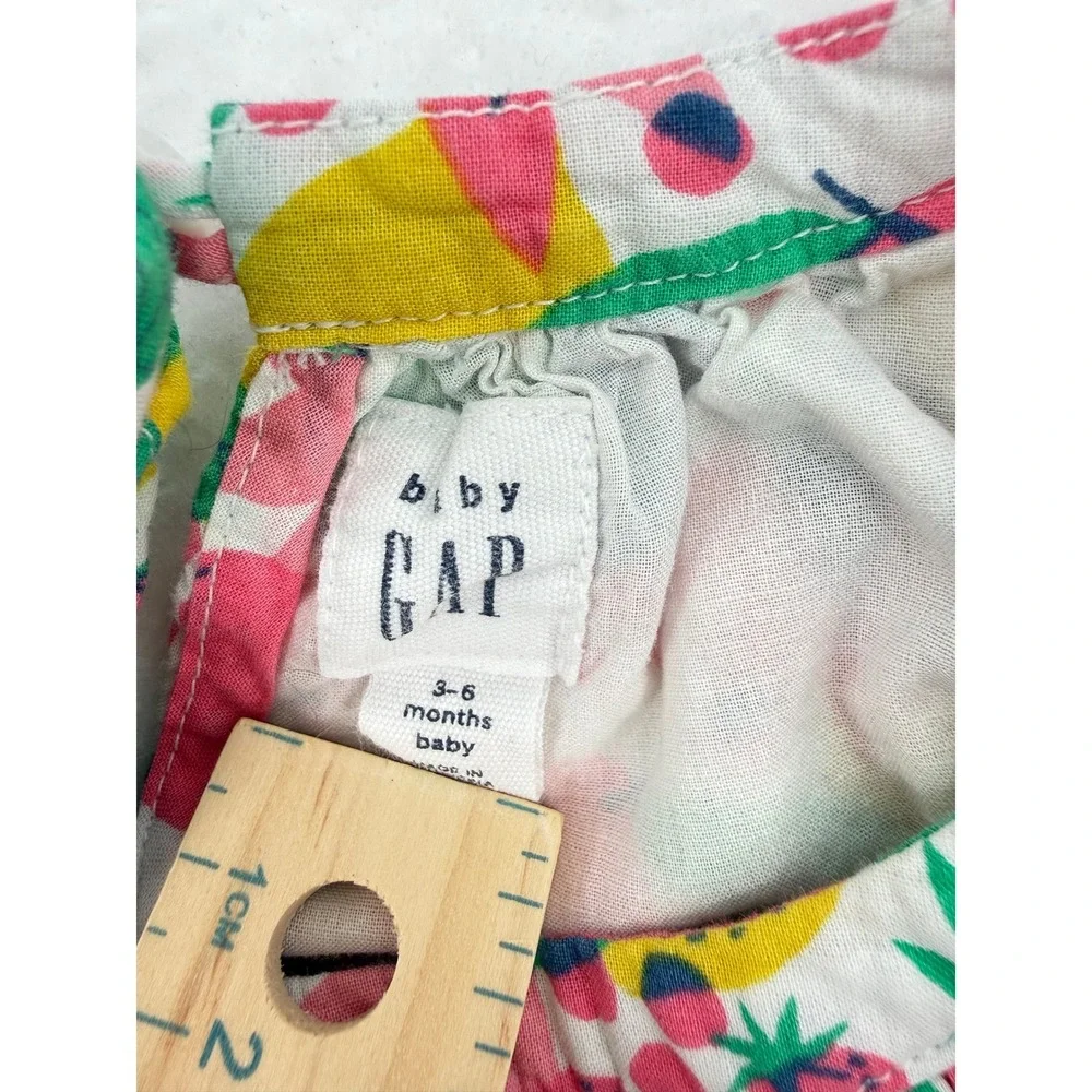 Gap Baby Summer Tropical Fruit Print Dress 3-6 Months Pineapple Strawberry